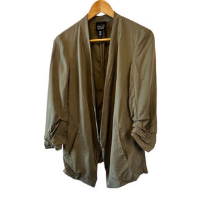 BELLE VERE Olive Green Lightweight Open Long Sleeve Casual Blazer Jacket S
